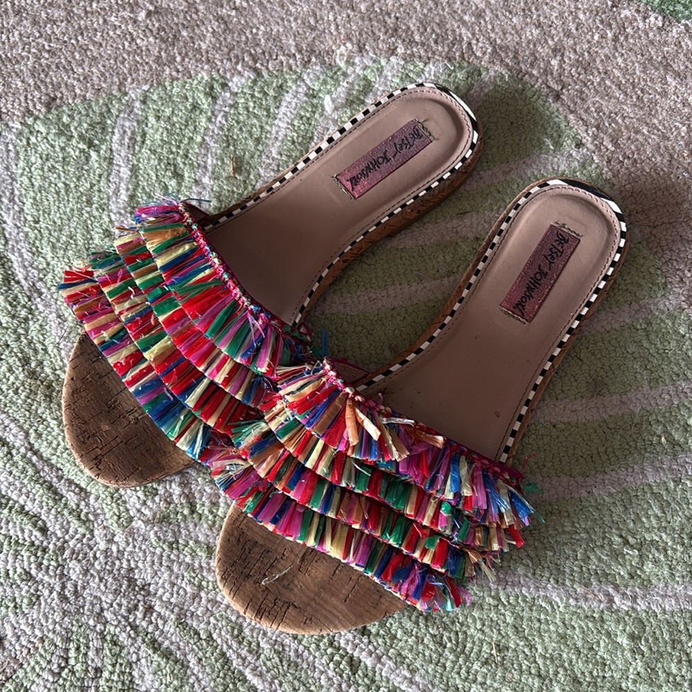 Betsey Johnson Multicolor Fringe Sandals